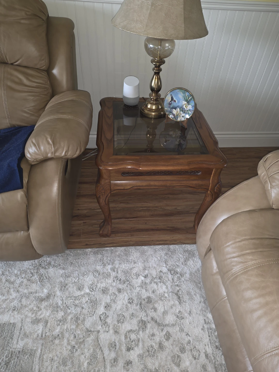 Wooden End Tables and coffee table with Glass Top - photo 2