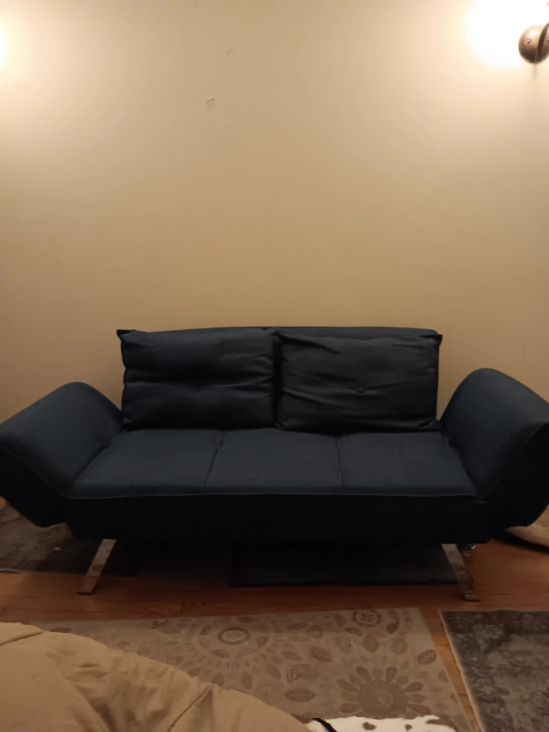 Serta 58.3 in Dark Blue convertible Sofa
