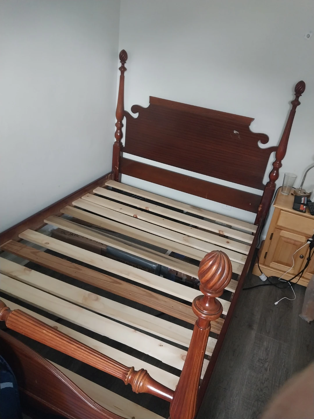 Wooden Four-Poster Bed Frame