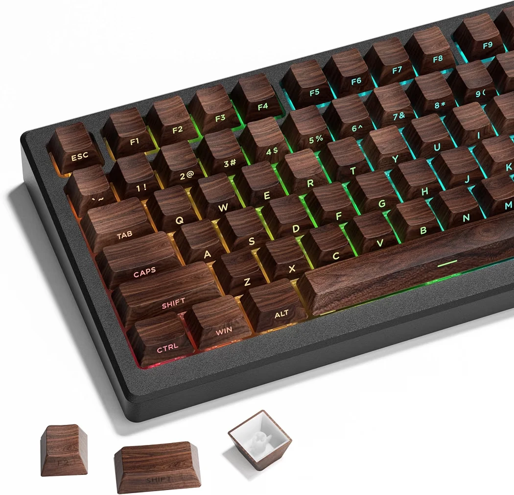 XVX walnut texture / wood pattern PBT keyboard keycaps