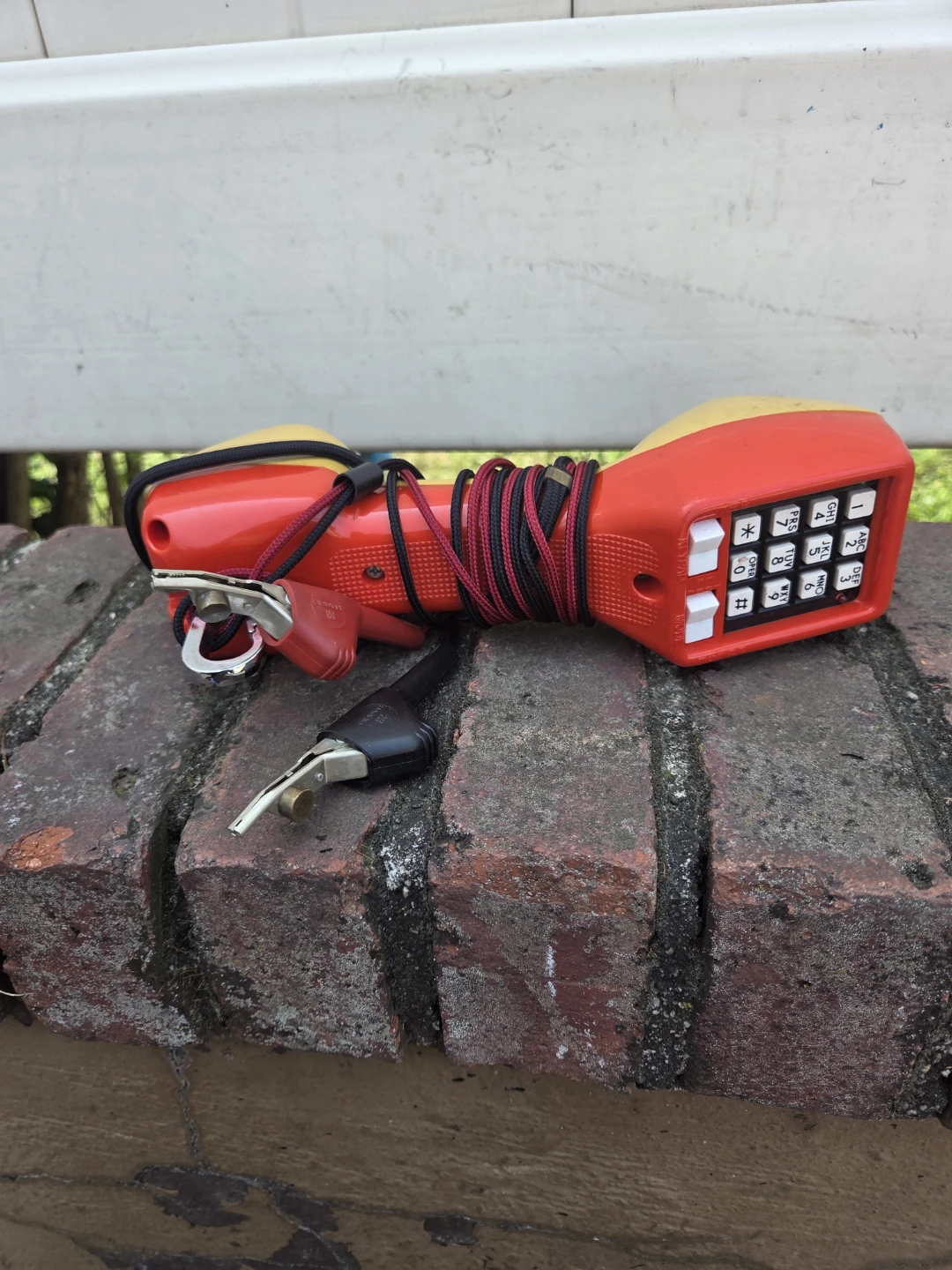Vintage Red and Yellow Handset Telephone