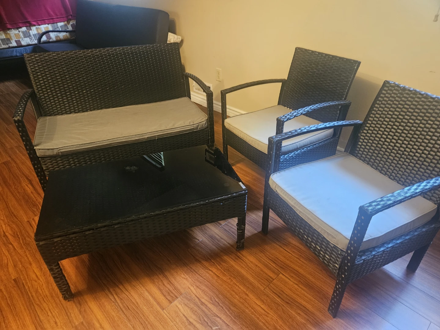 Wicker Patio Set with Loveseat, Chairs, and Coffee Table