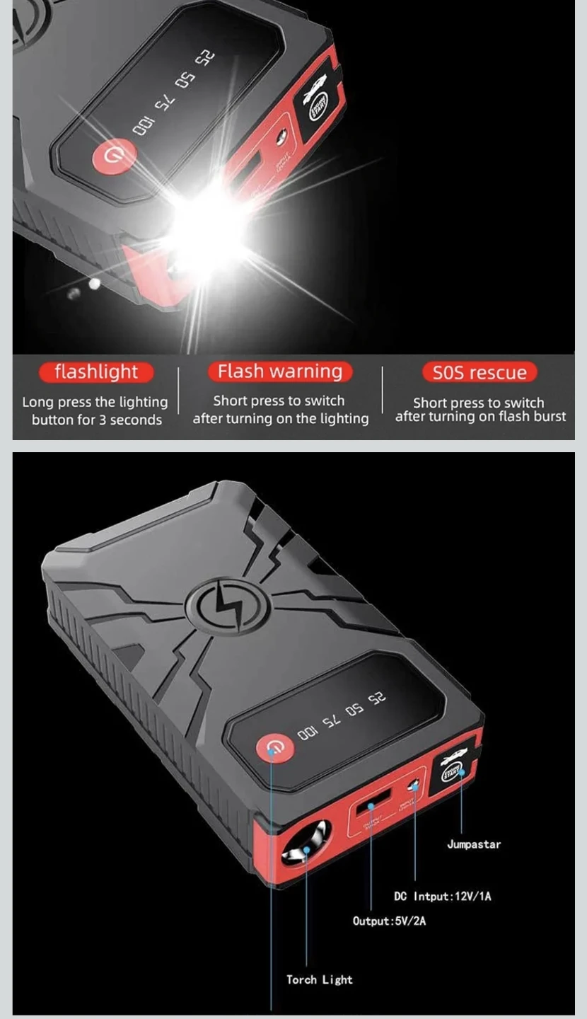 New car emergency jump starter can jump start cars, SUVs, trucks