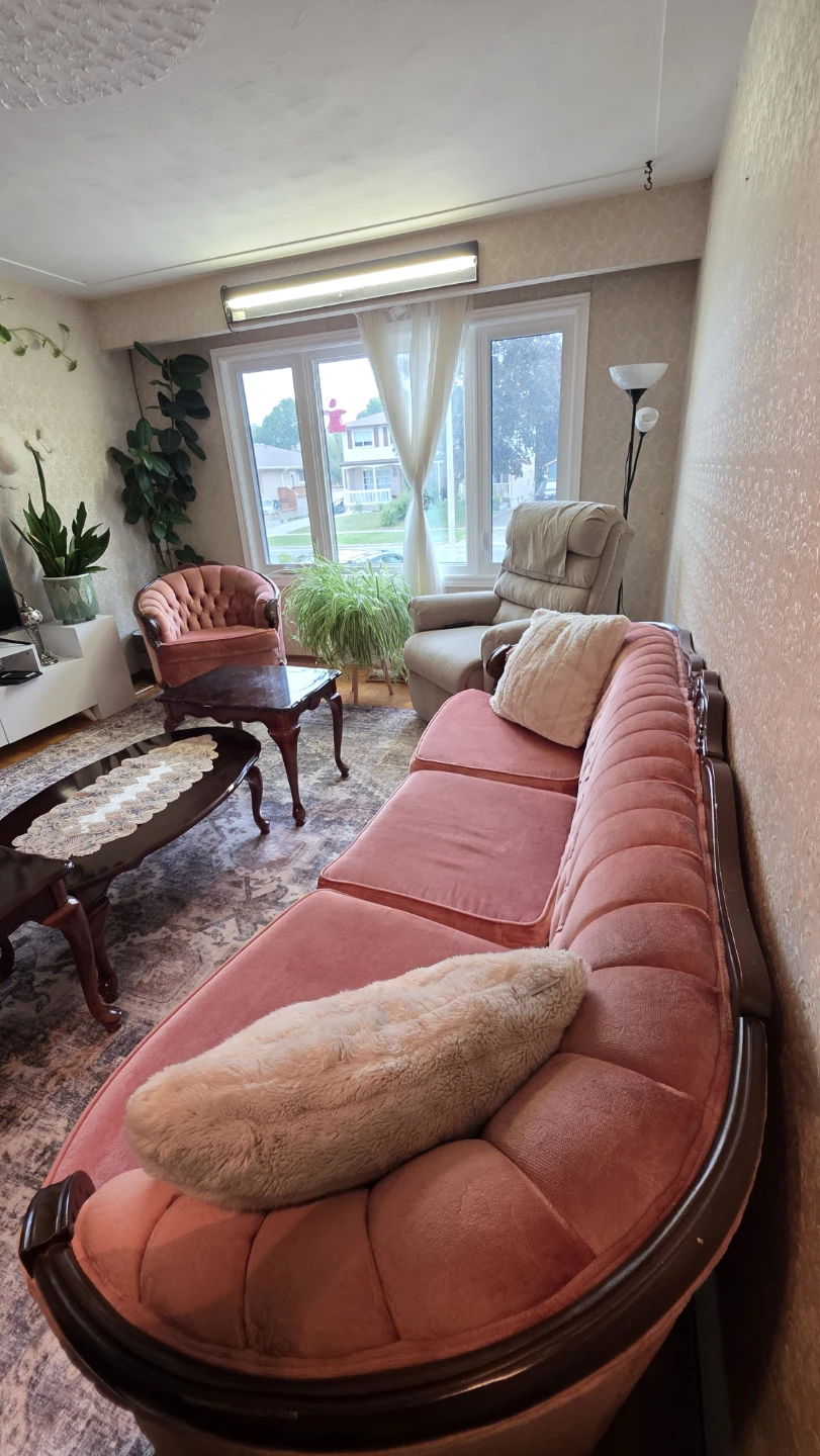 Vintage Pink Velvet Sofa and Chair Set - photo 4