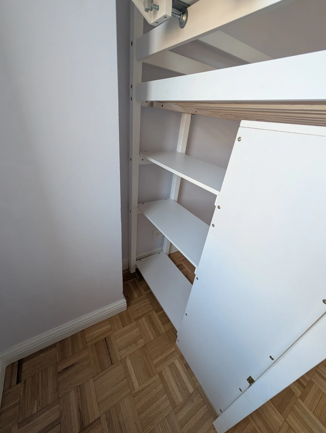 White Loft Bed with Stairs and Storage - photo 5
