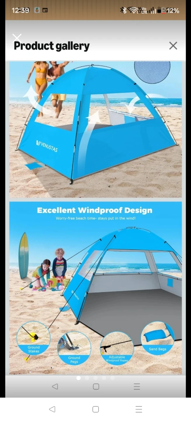 New VENUSTAS 4- 5 Person Beach Tent - photo 2