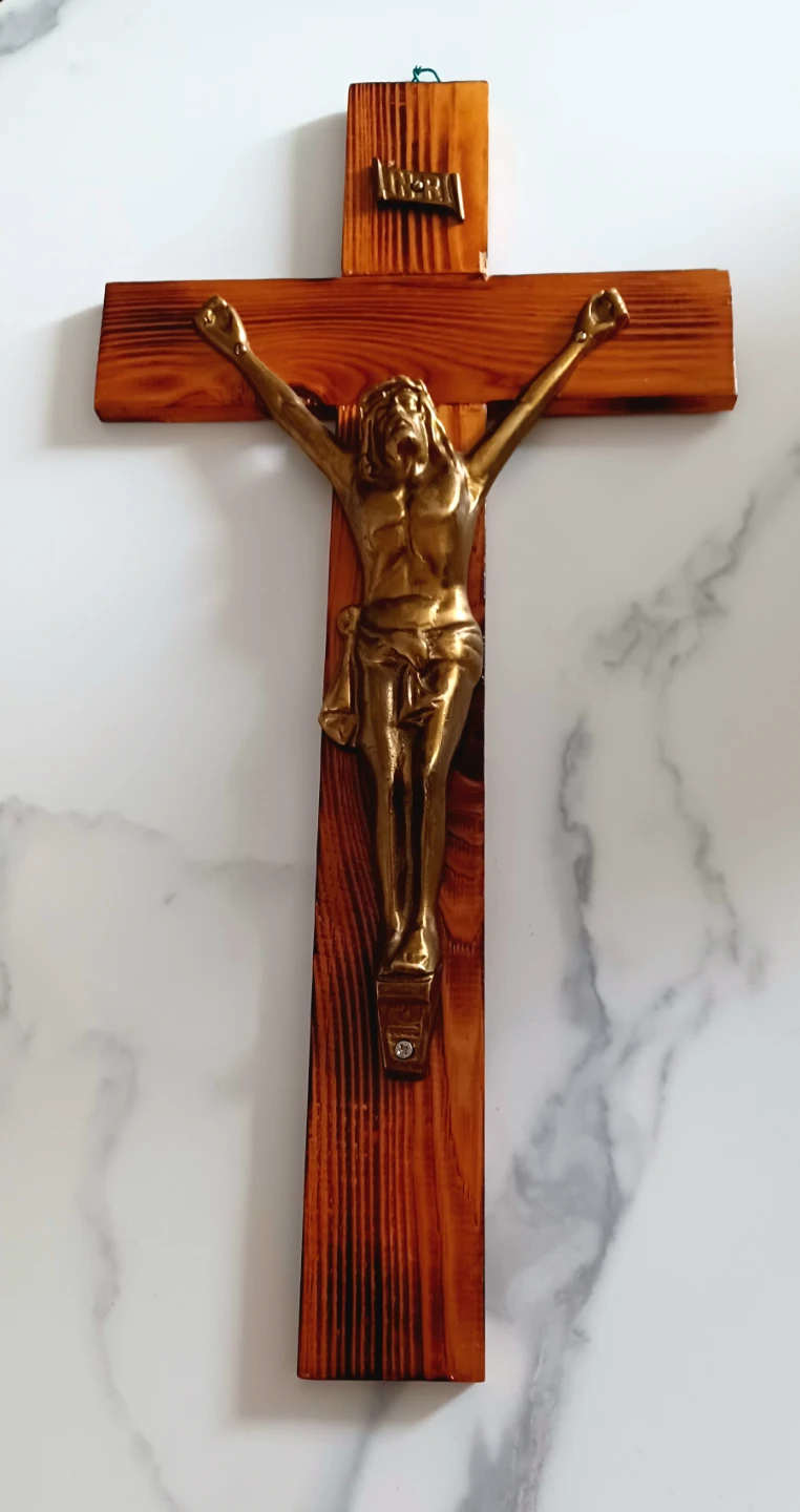 Wooden Crucifix with Brass , 20 inches long