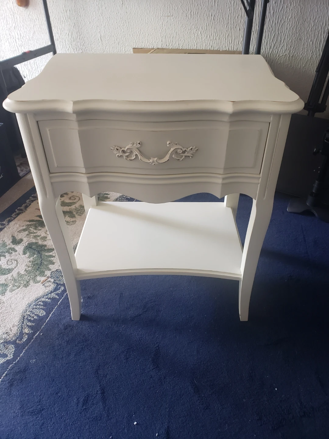 White French Provincial Side Table with Drawer