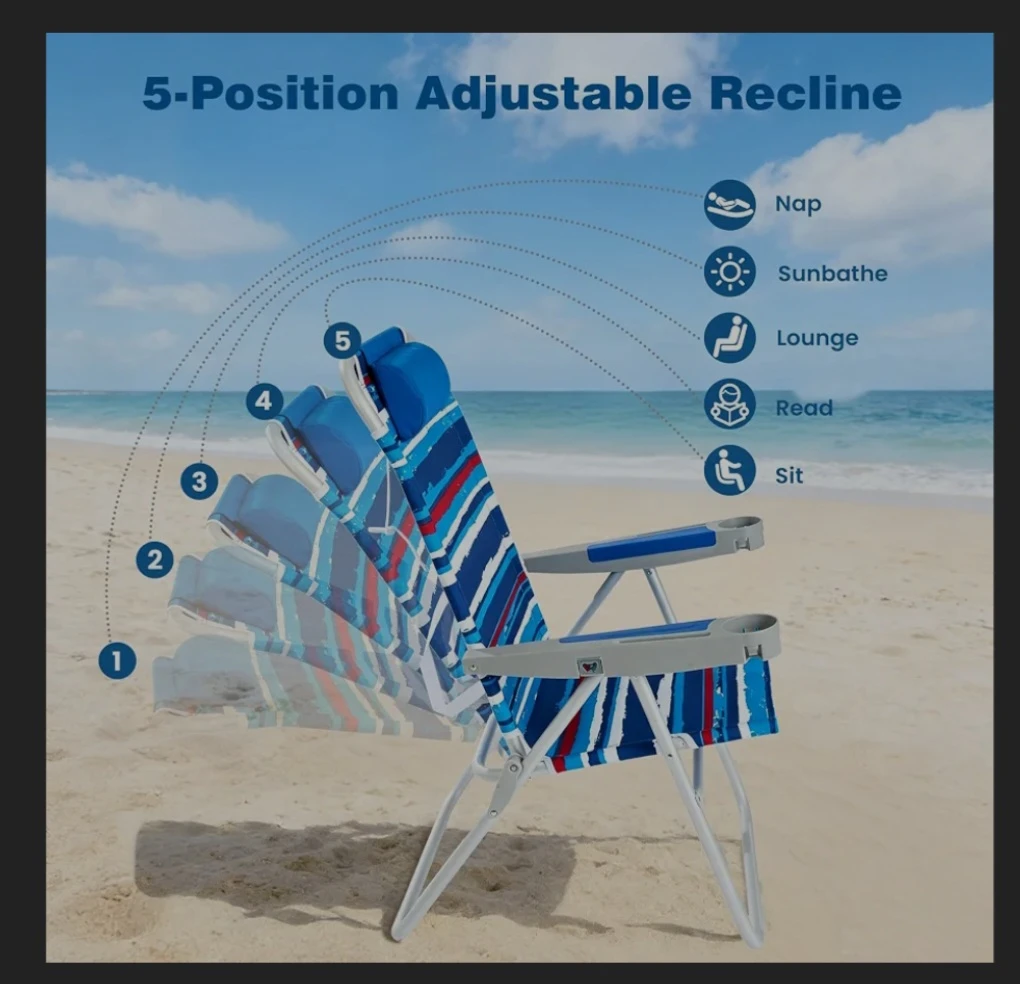 High Back Oversized Folding Beach Chair – Brand new - photo 3
