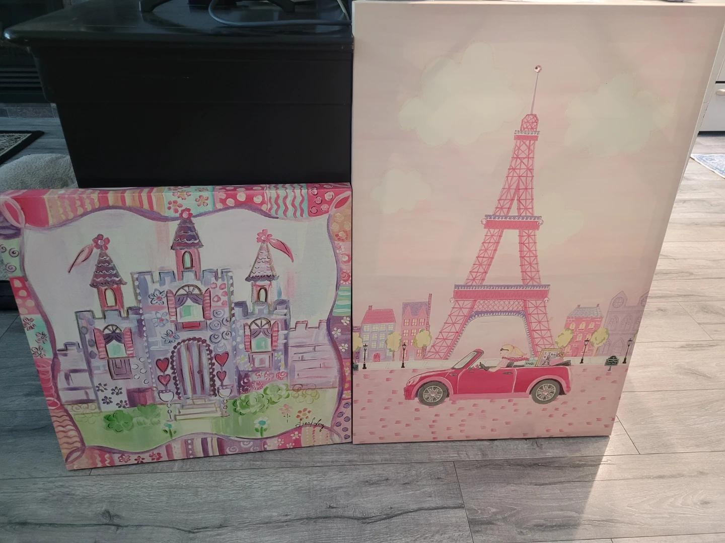 Kids Canvas Wall Art Set - Princess Castle & Eiffel Tower