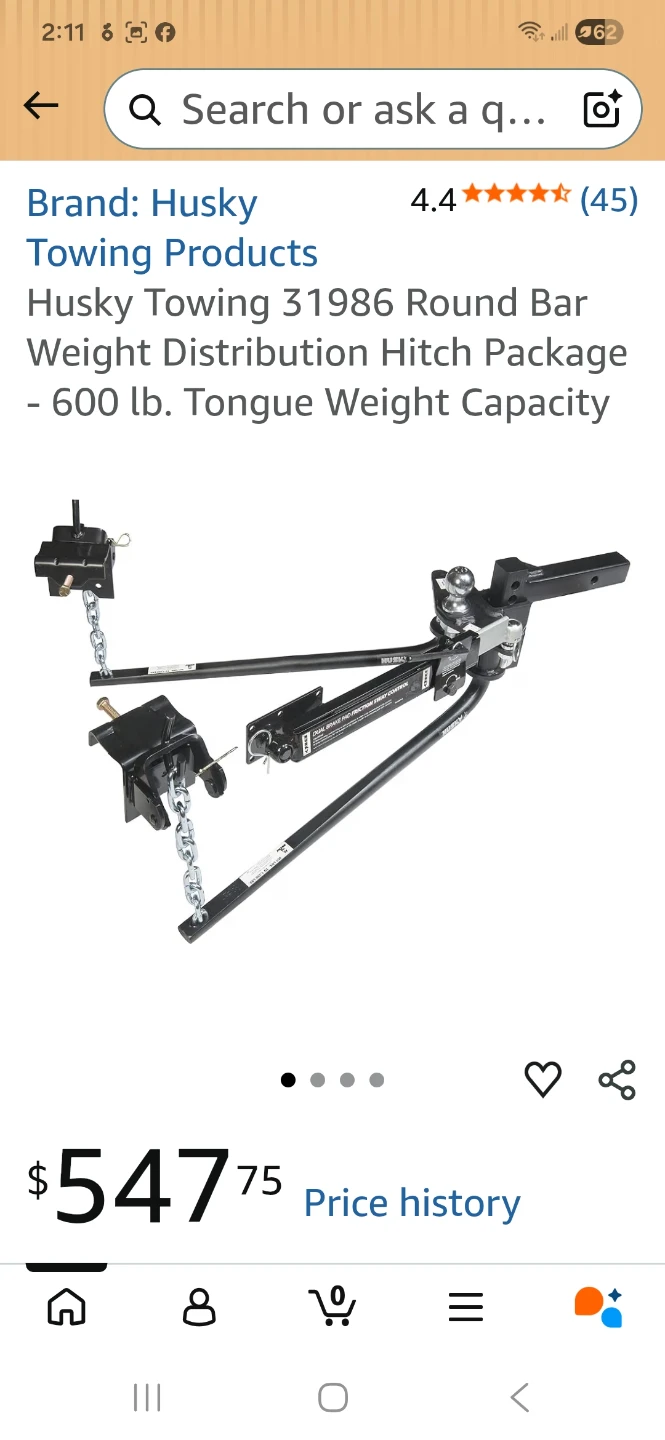 Husky Towing Round Bar Weight Distribution Hitch Package