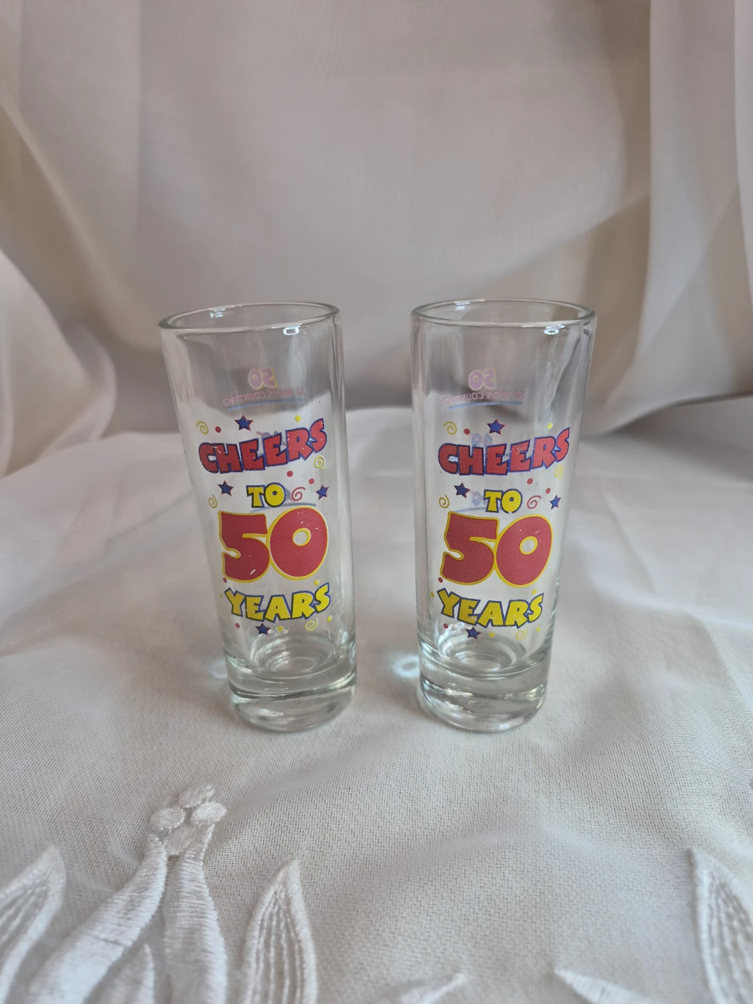 Pair of Cheers to 50 Years Shot Glasses - photo 2