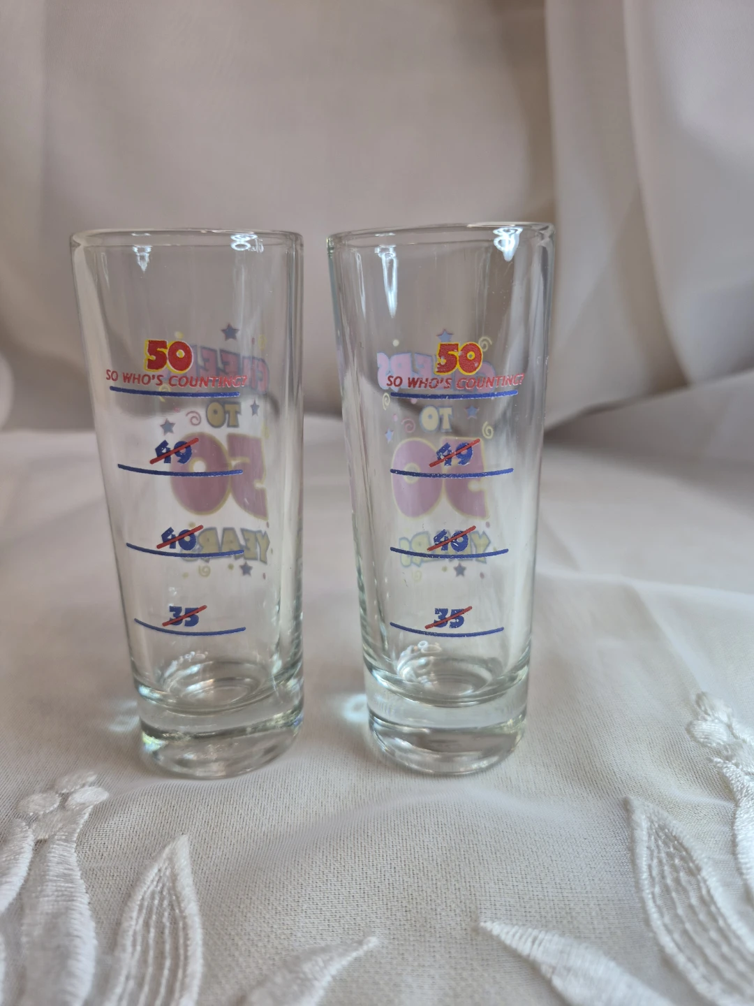 Pair of Cheers to 50 Years Shot Glasses - photo 3