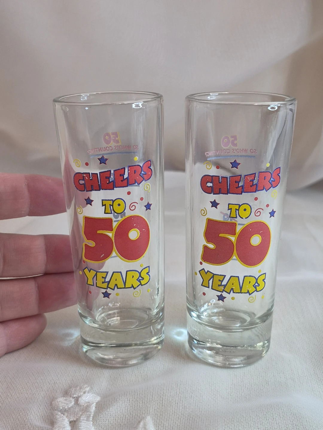 Pair of Cheers to 50 Years Shot Glasses - photo 5
