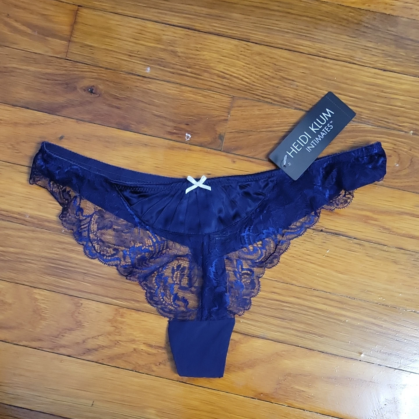 Heidi Klum Intimates Navy Lace Thong Panty