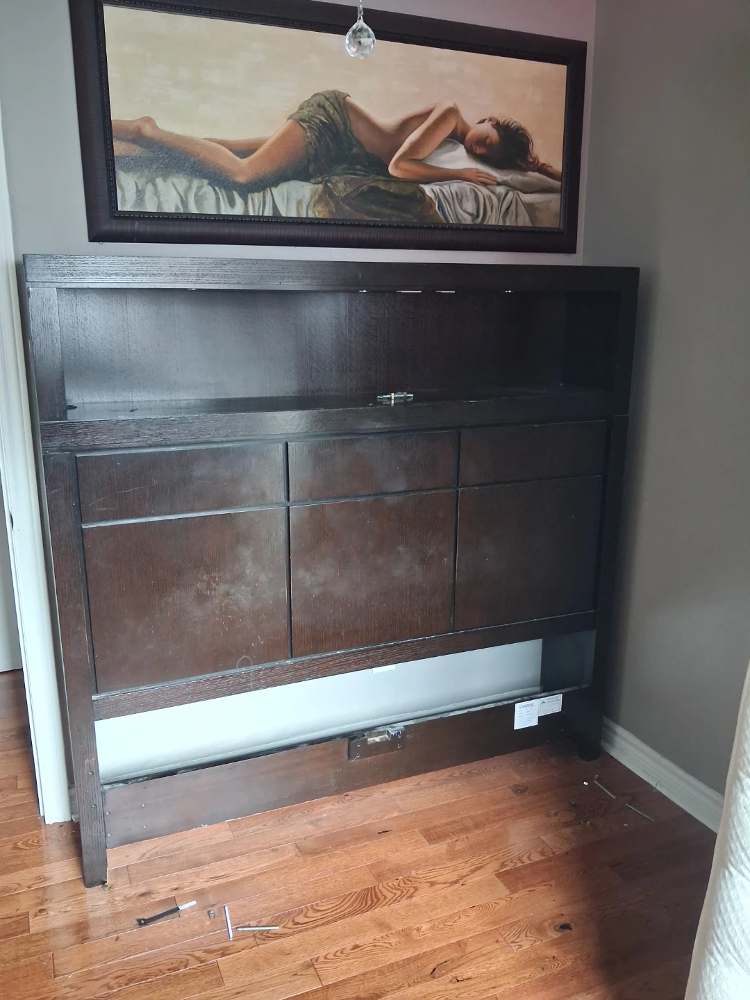 Dark Wood Headboard with Storage for free