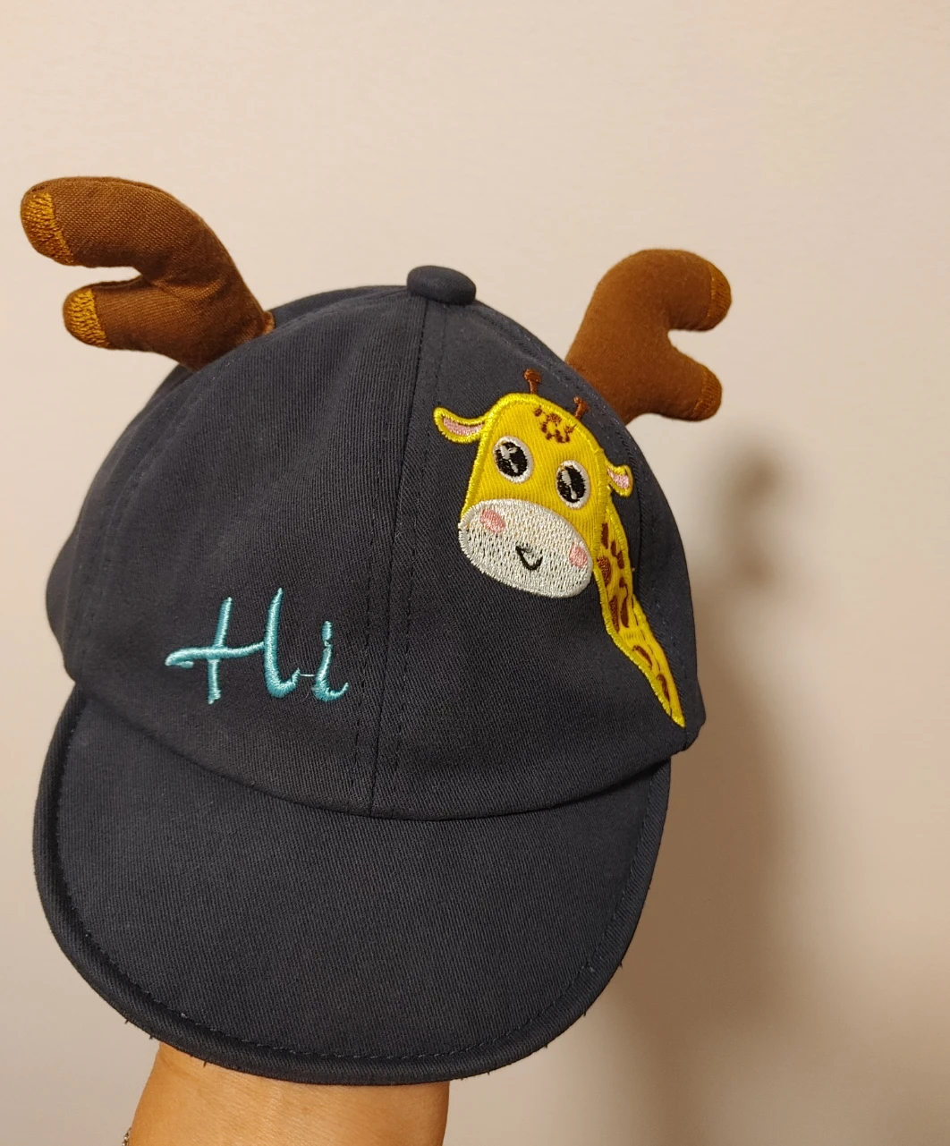Baby Giraffe Cap with Antlers