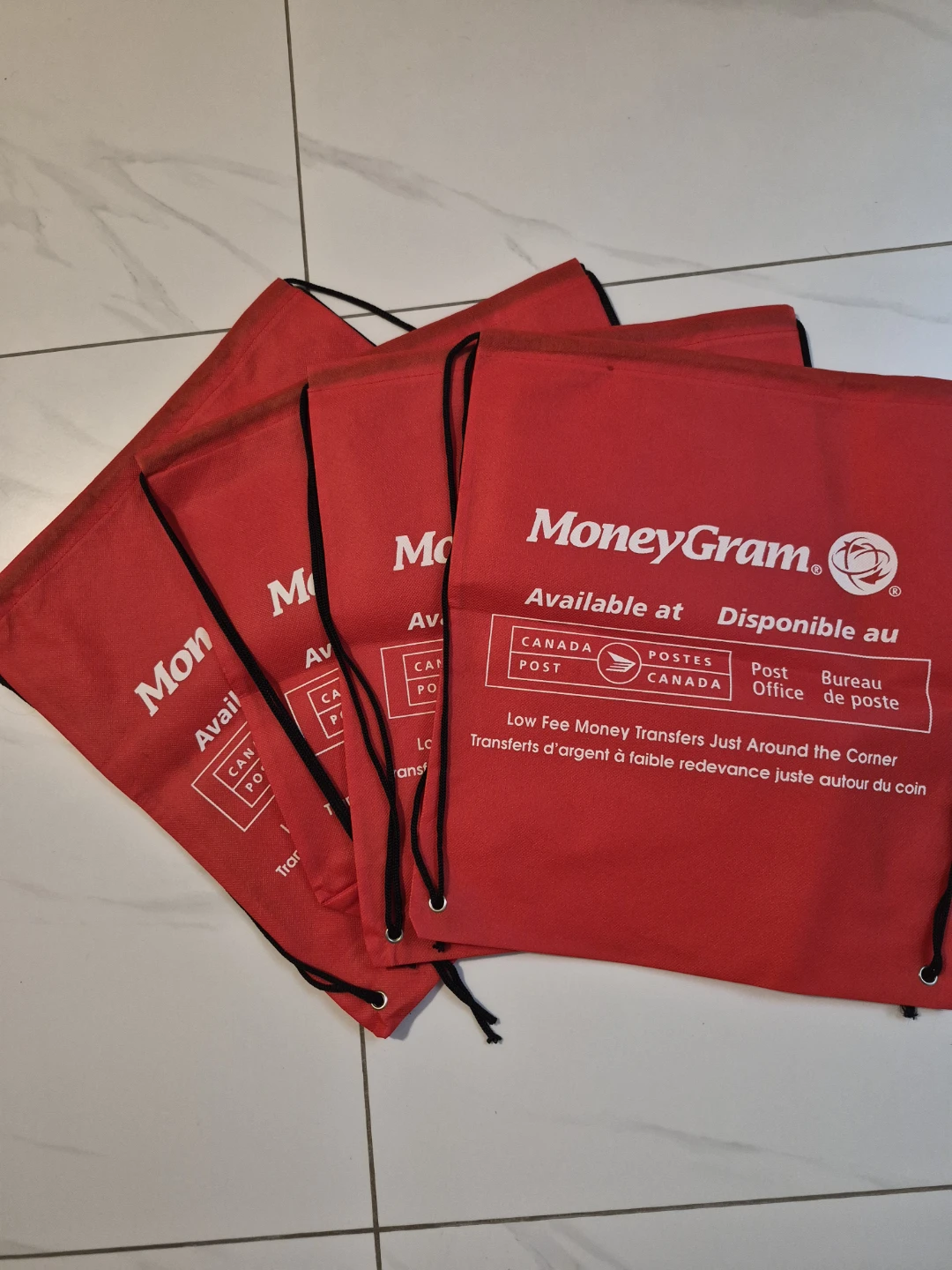4 Red Drawstring Bags