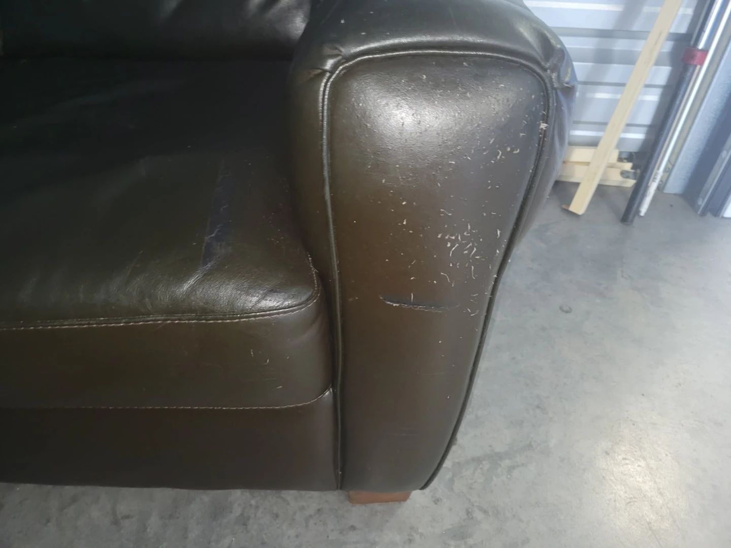 Dark Brown Leather Sofa - photo 2