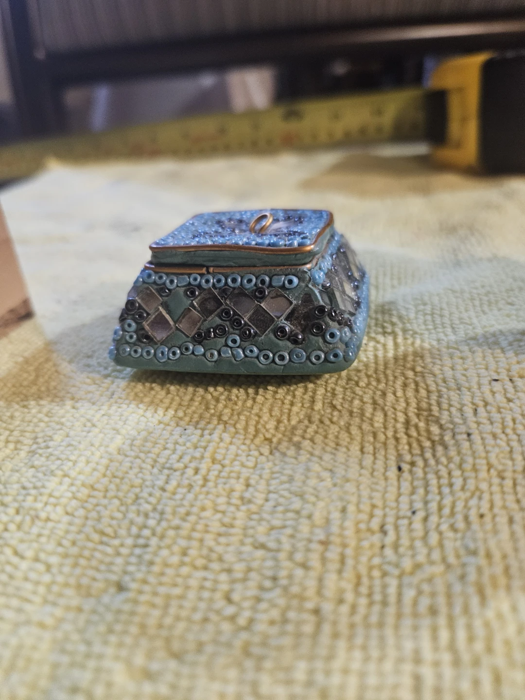 Beaded Trinket Box with Wood Base - photo 3