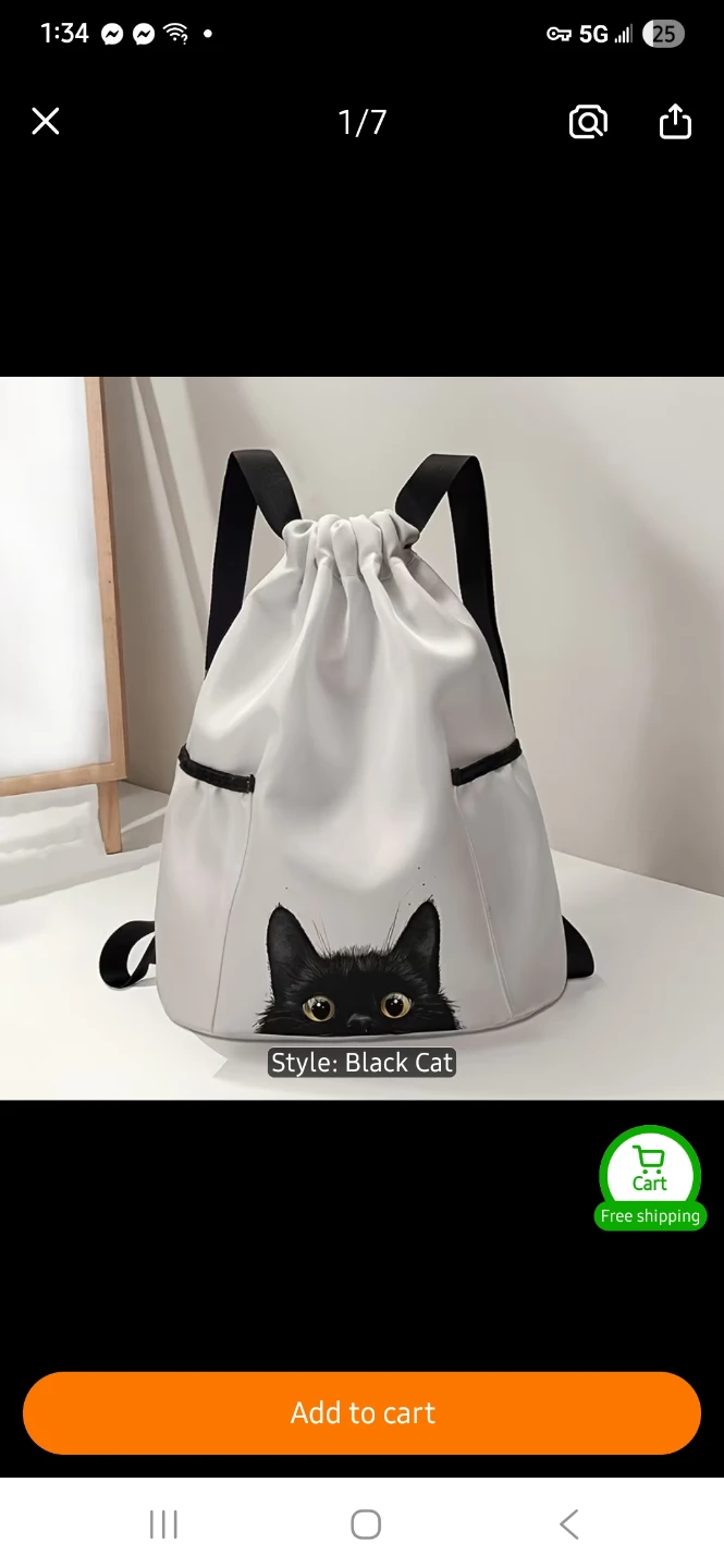 Black Cat Drawstring Bag