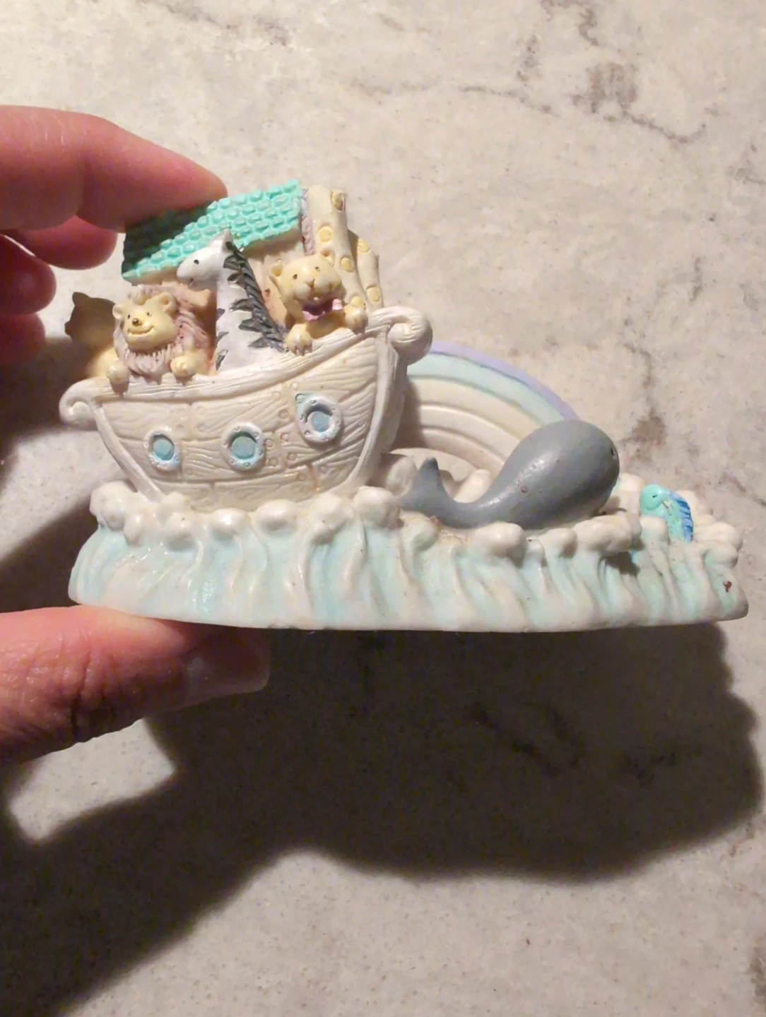 Noah's Ark Figurine with Animals and Rainbow