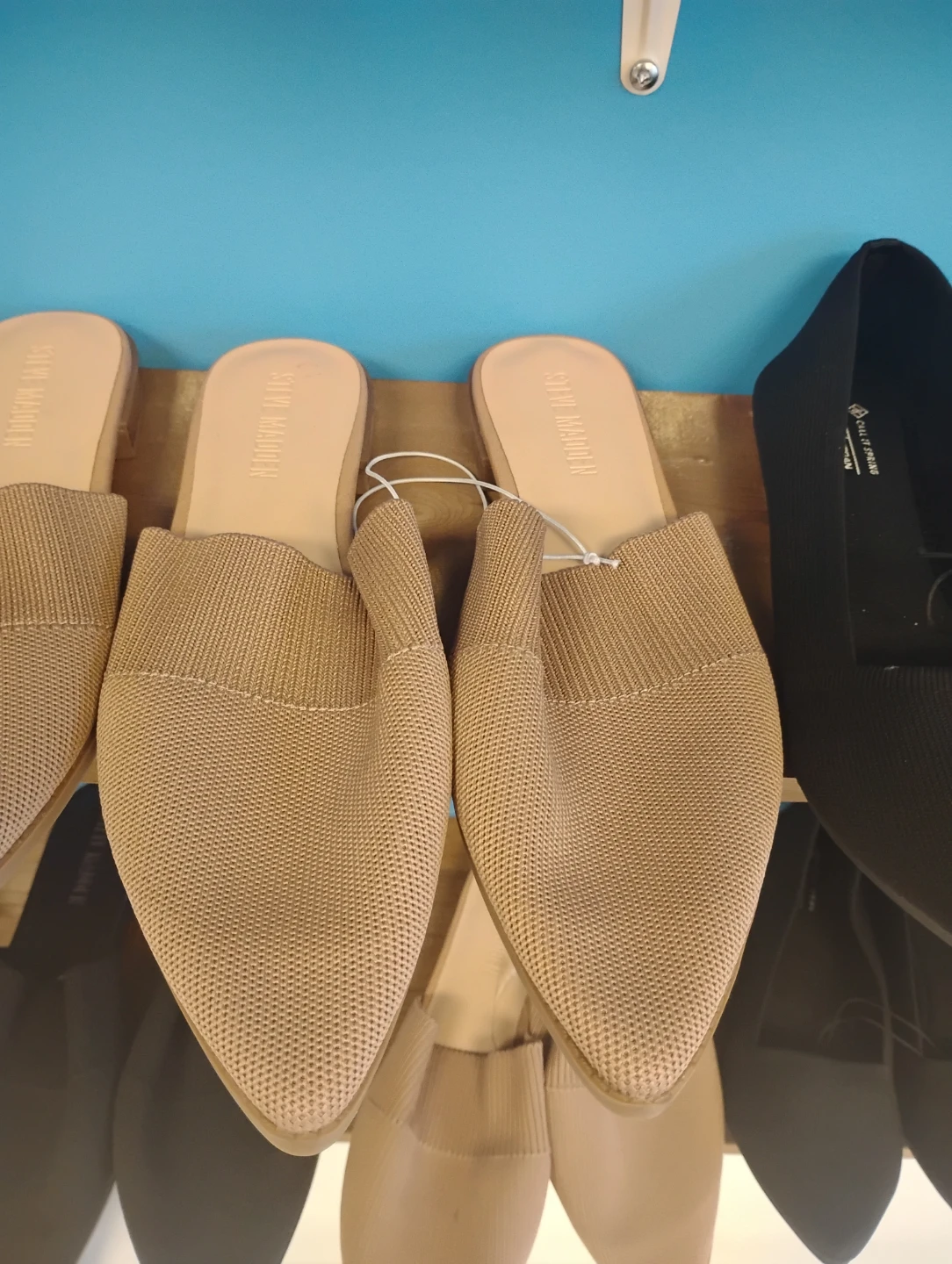 Steve Madden Beige Knit Pointed Toe Mules