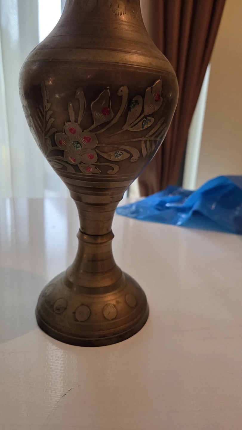 Engraved Brass Vases Pair - photo 2