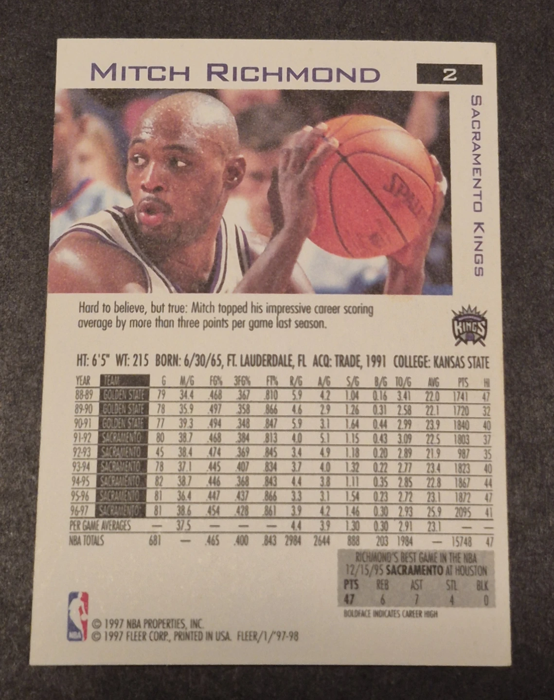 1997-98 Fleer Mitch Richmond - photo 2