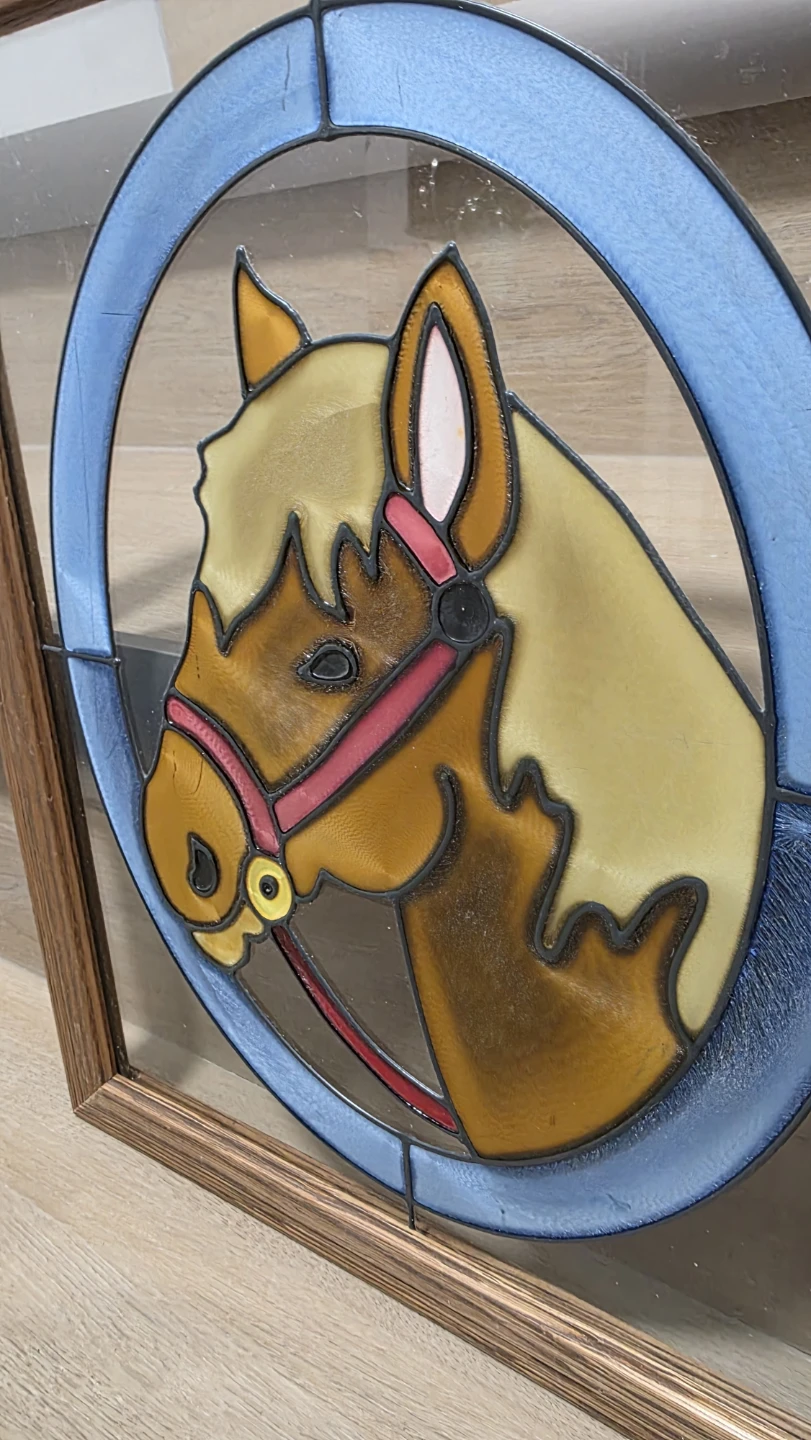 Stained Glass Horse Picture in Wooden Frame - photo 2