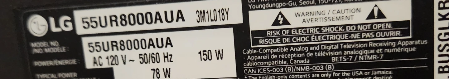 LG 55" TV for sale $150 - photo 3