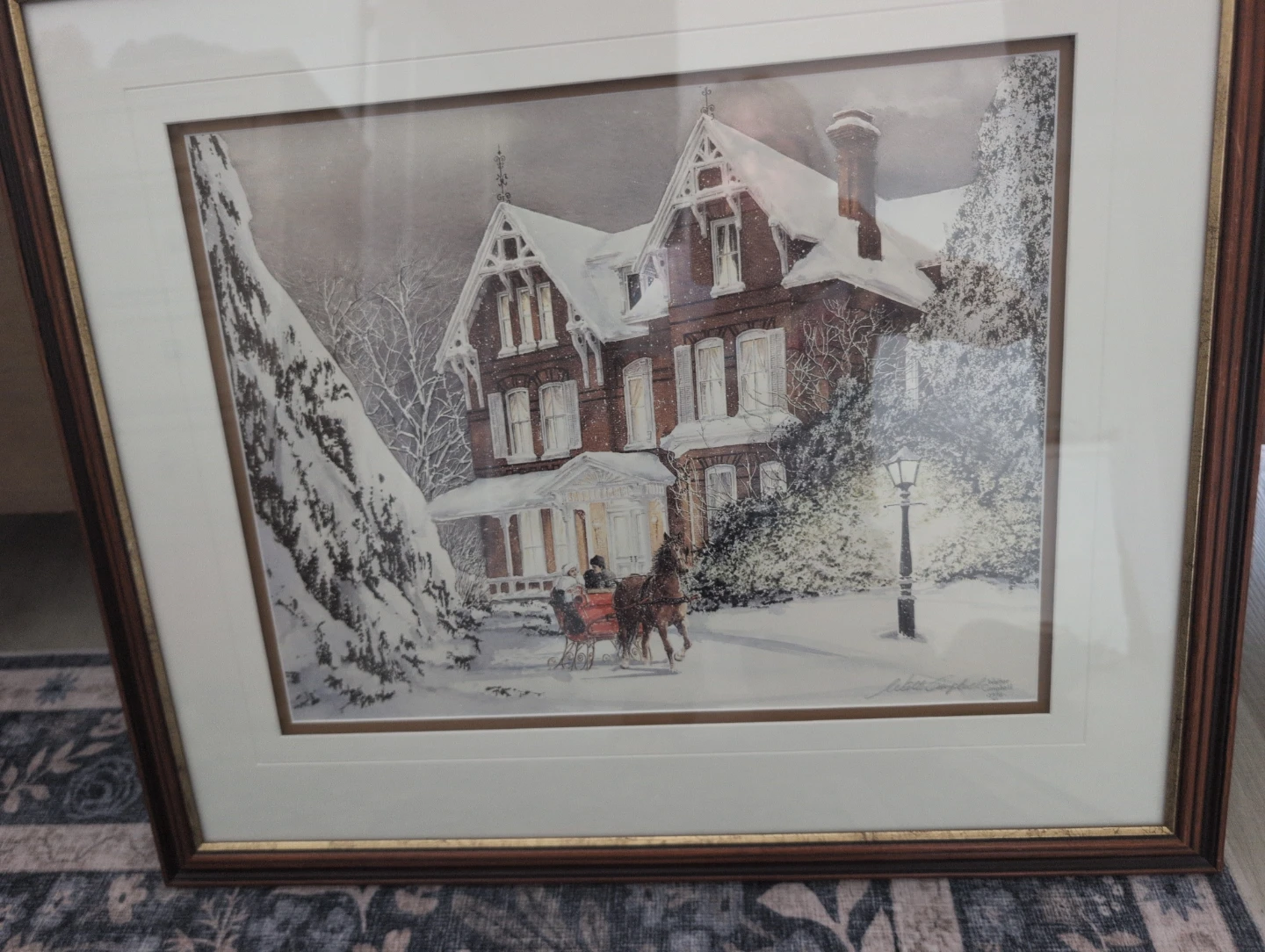 Framed Winter Scene Art Print by Walter Campbell - 1996 - photo 2
