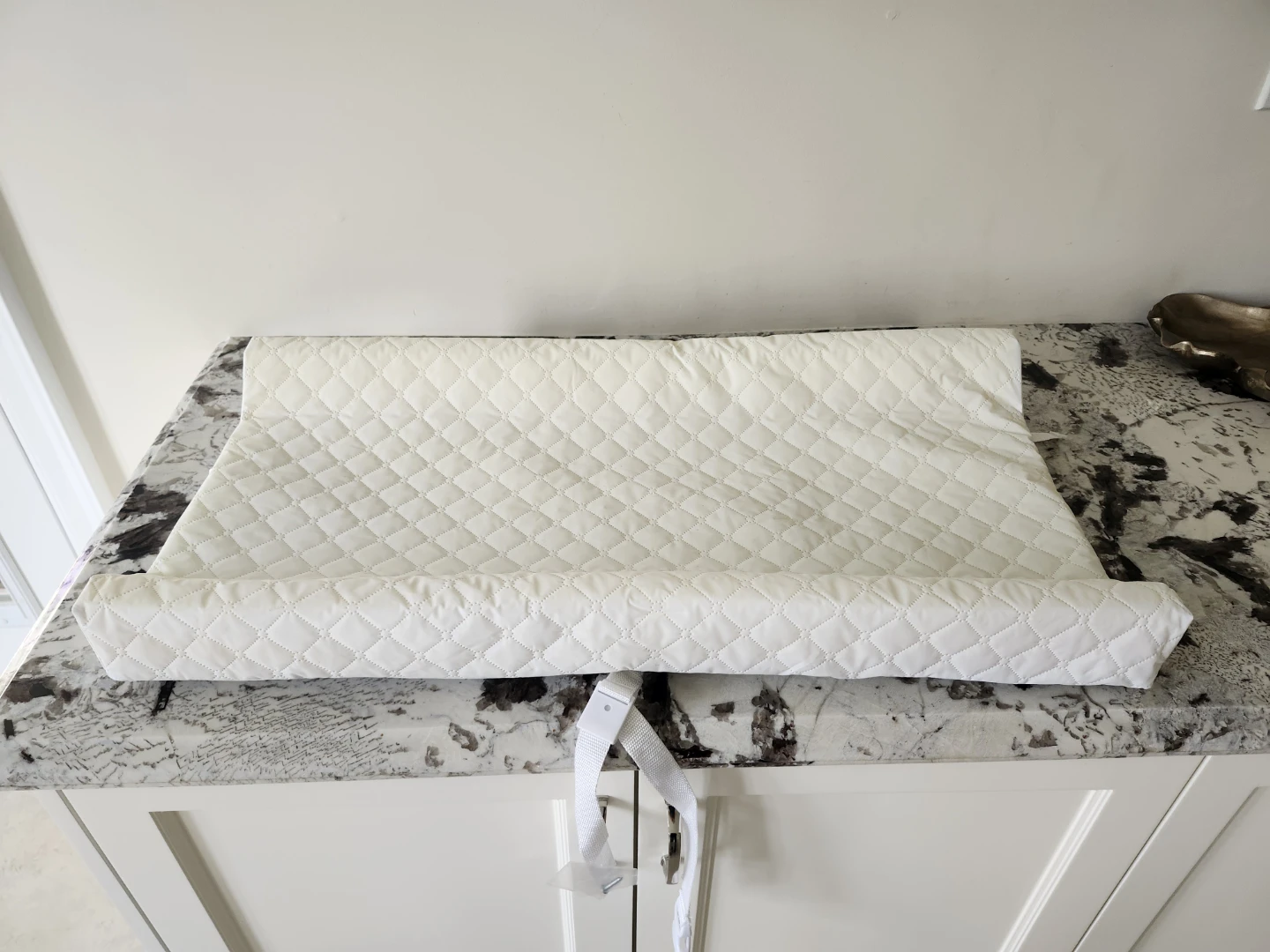 White Quilted Changing Pad with Straps