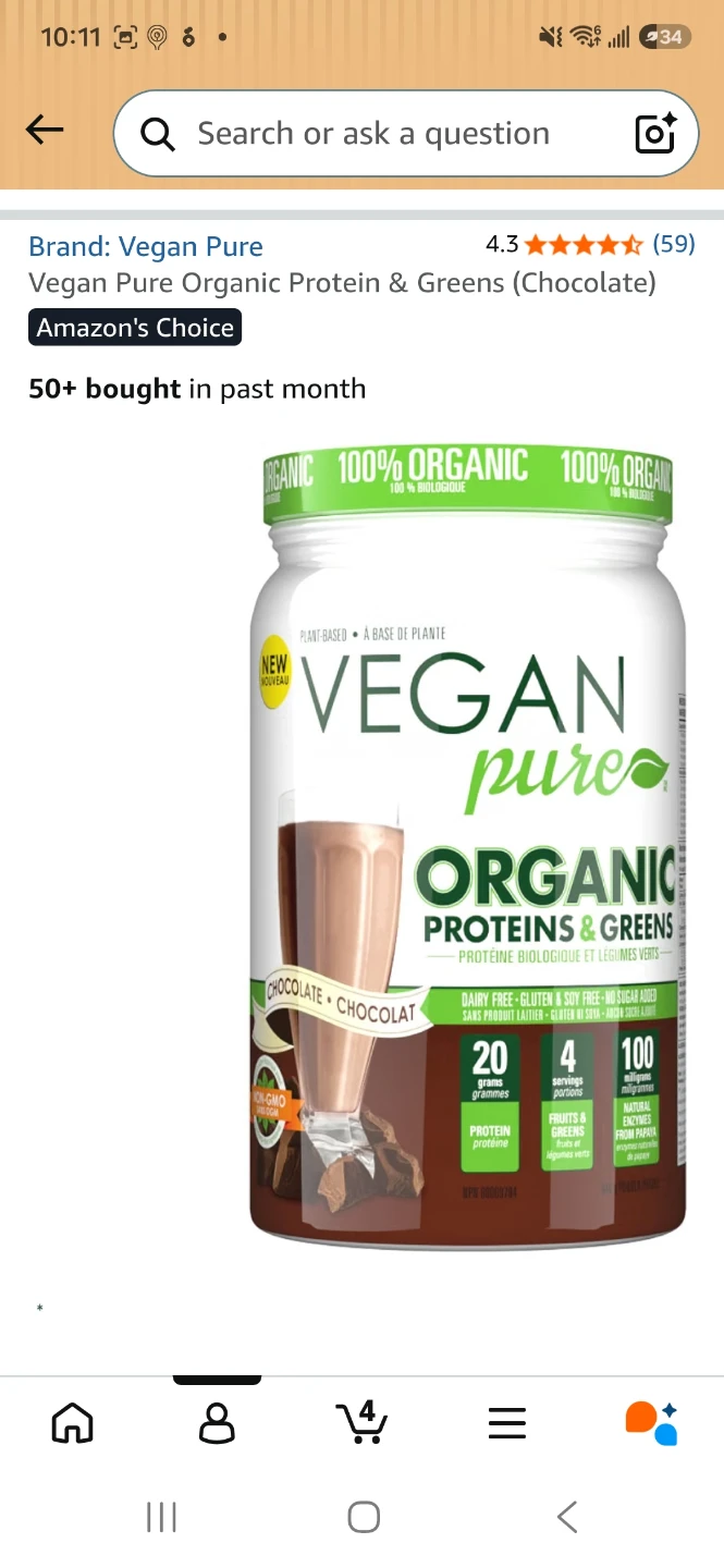 Vegan Pure Organic Protein & Greens (Chocolate)