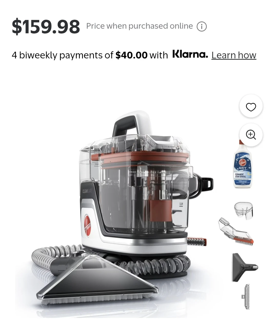 Hoover CleanSlate Portable Carpet & Upholstery Cleaner