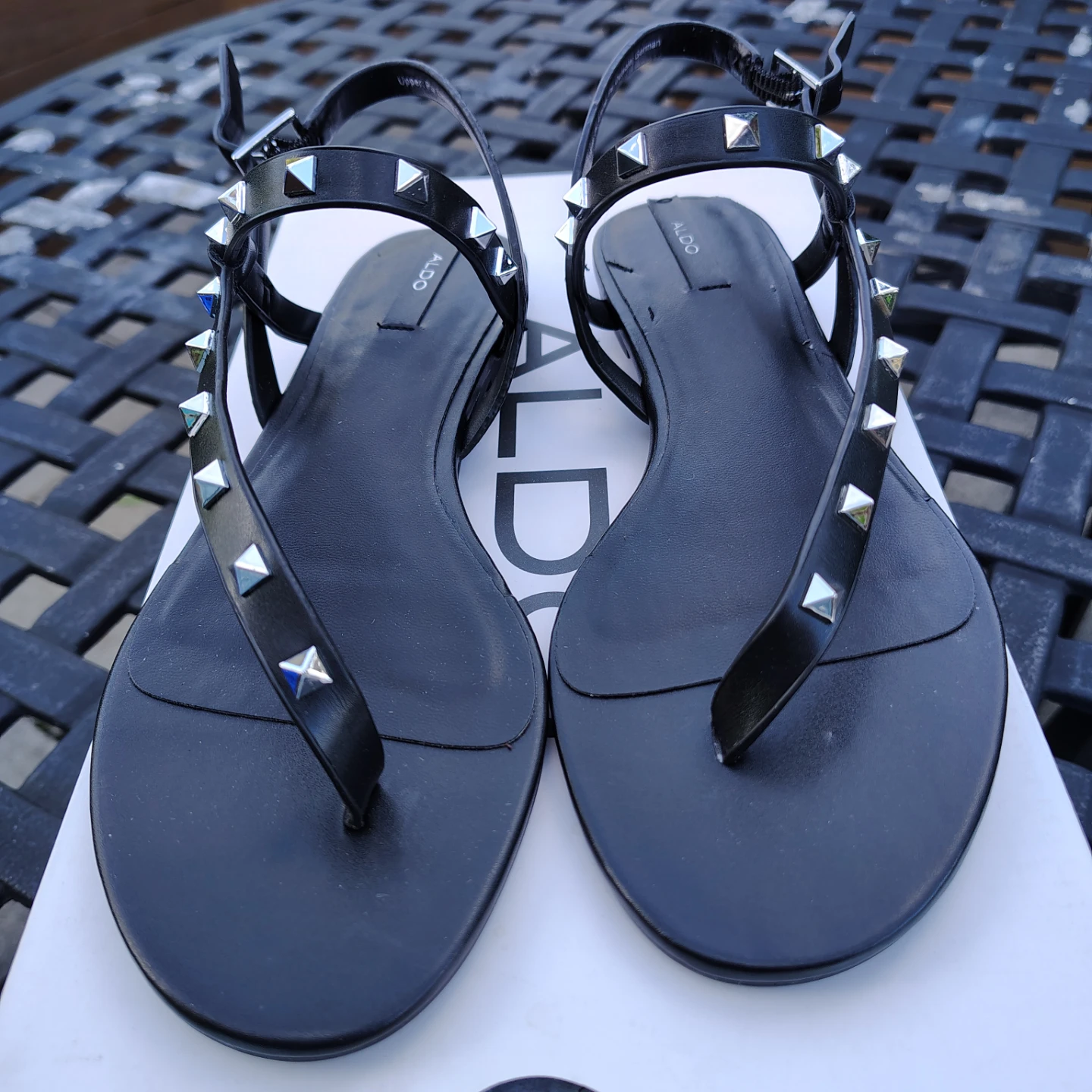 ALDO Black Studded Thong Sandals - photo 2