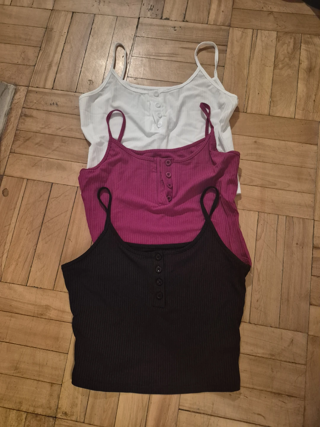 BN)3-Pack Basic Camisole Tops - White, Pink, Black