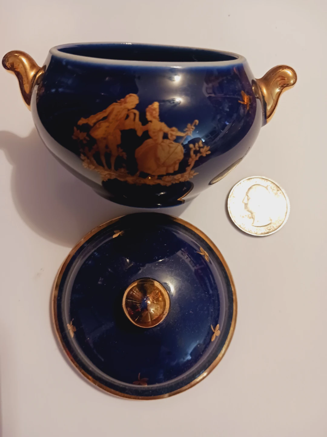 Limoges France Porcelain Miniature Trinket Dish with Lid - photo 4