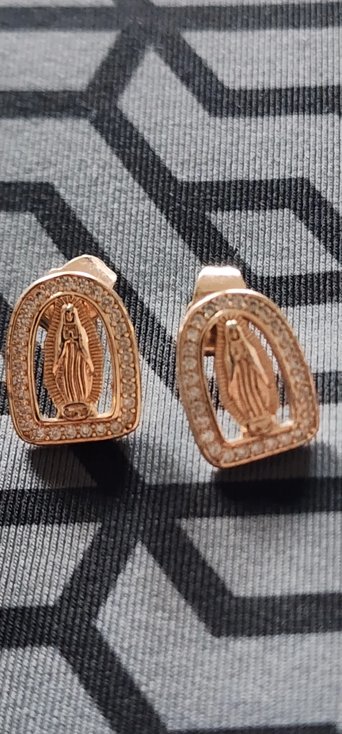 Virgin guadalupe stud Earrings rose gold tone - photo 3