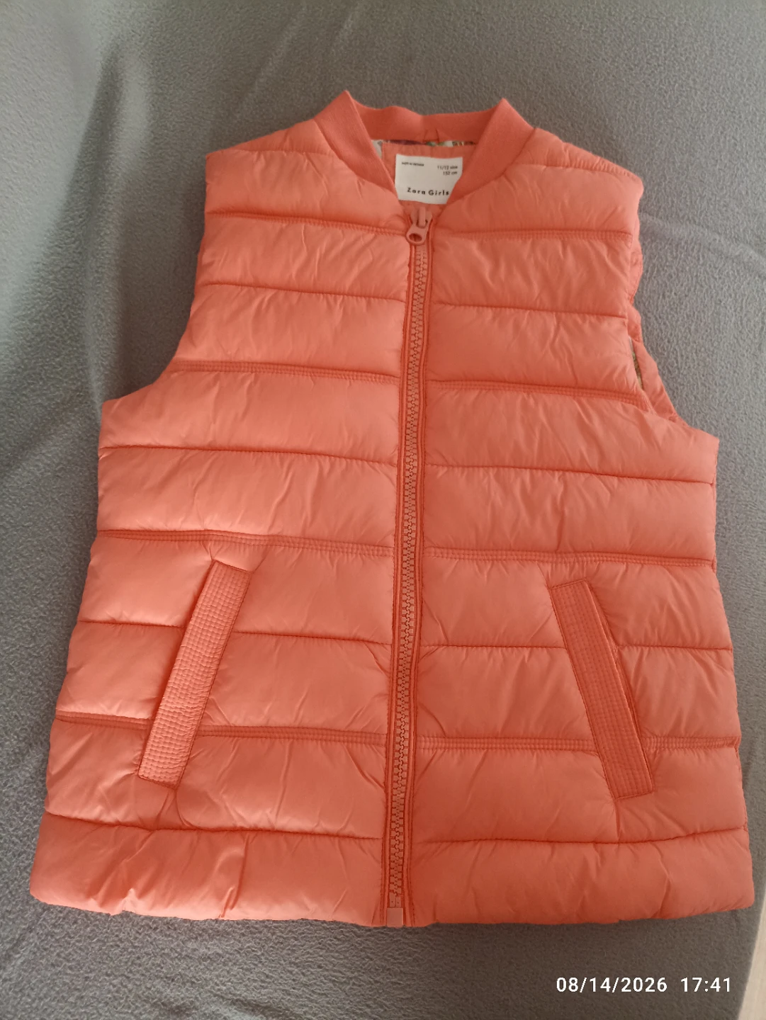 Zara Girls Puffer Vest Coral Hawaiian Print Size 11/12 - photo 5