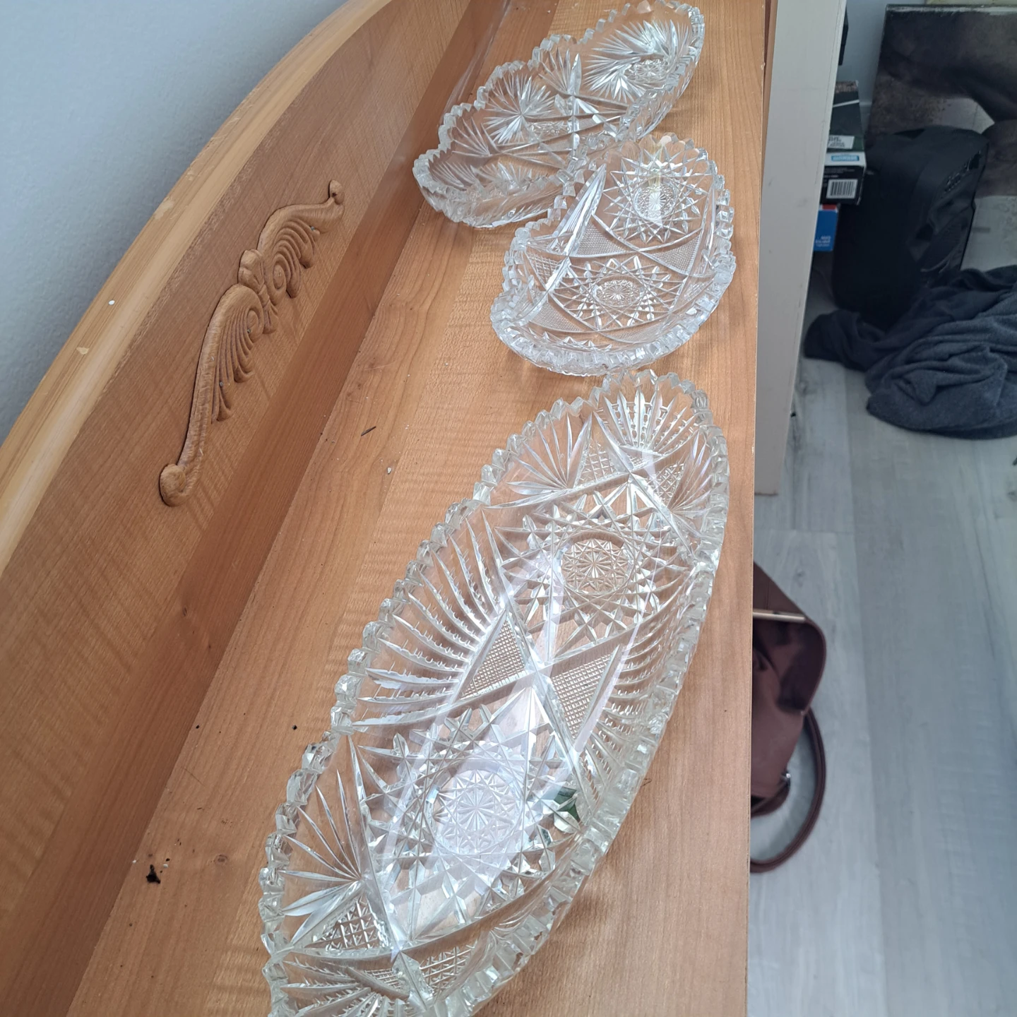 Vintage Crystal Glass Serving Dishes - Set of 3 - photo 3