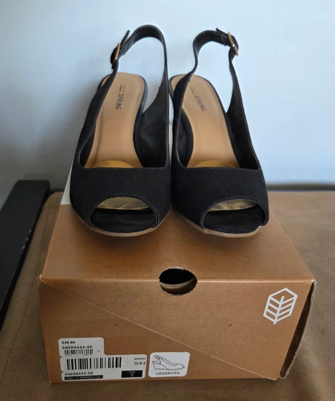 Call It Spring Black Wedge Sandals