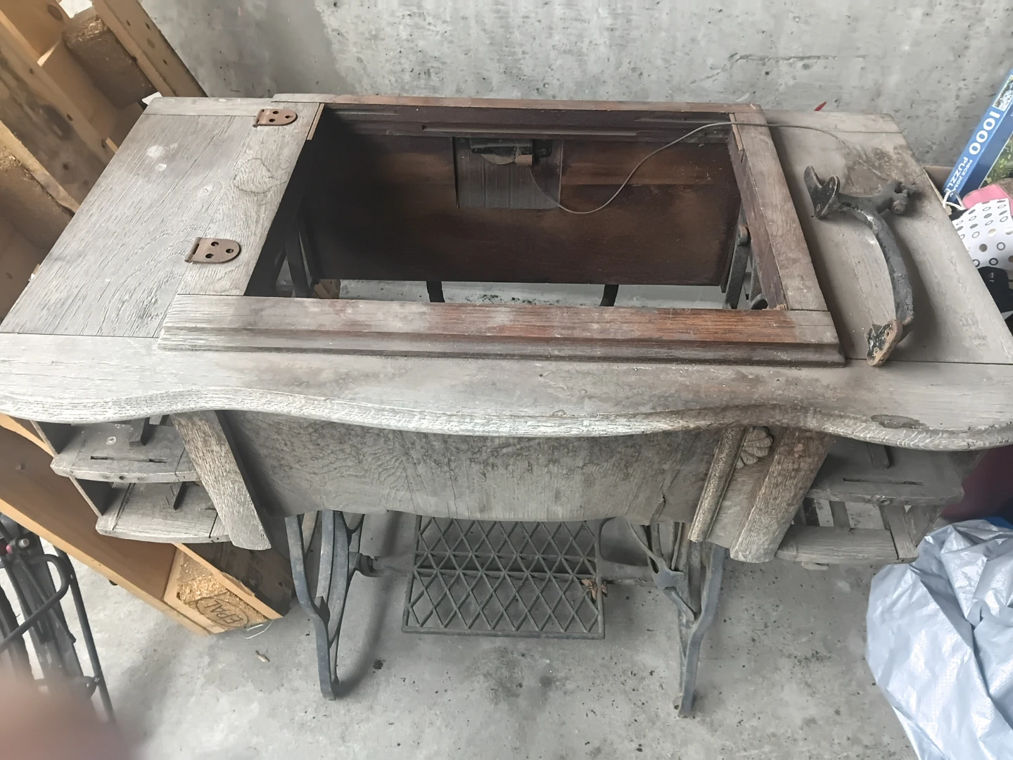 Antique Sewing Machine Table with Treadle
