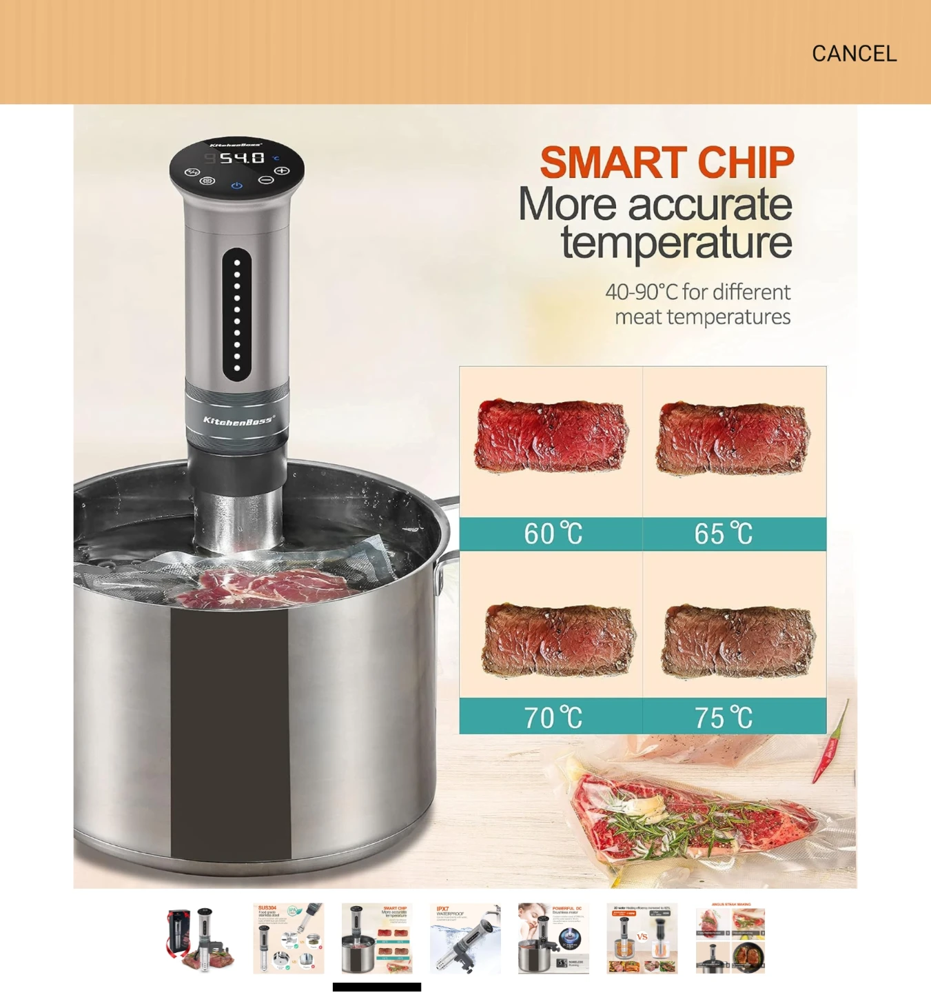 KitchenBoss Sous Vide Immersion Circulator 1000W - photo 3