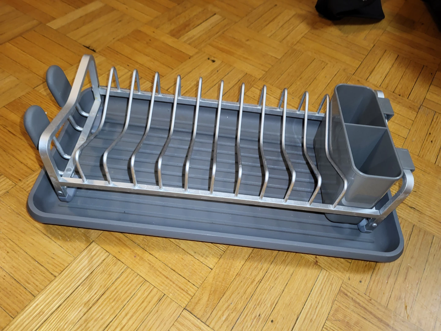 Grey Dish Rack with Cutlery Holder