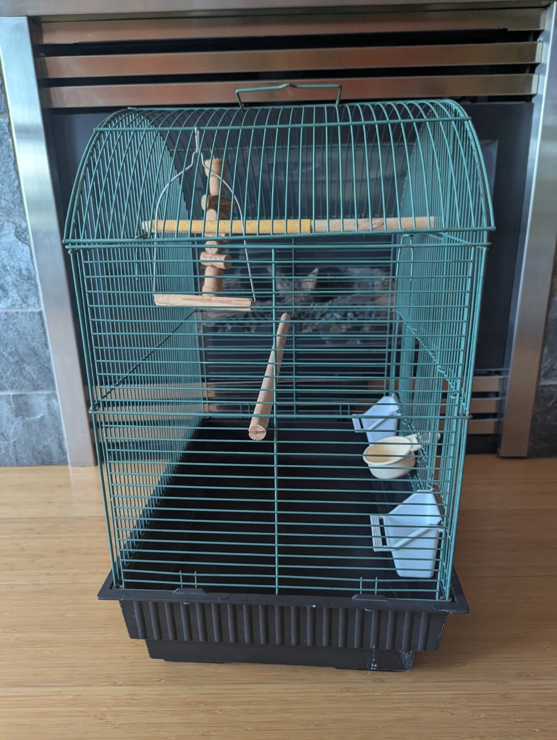 Teal Bird Cage with Perches and Feeders - photo 2