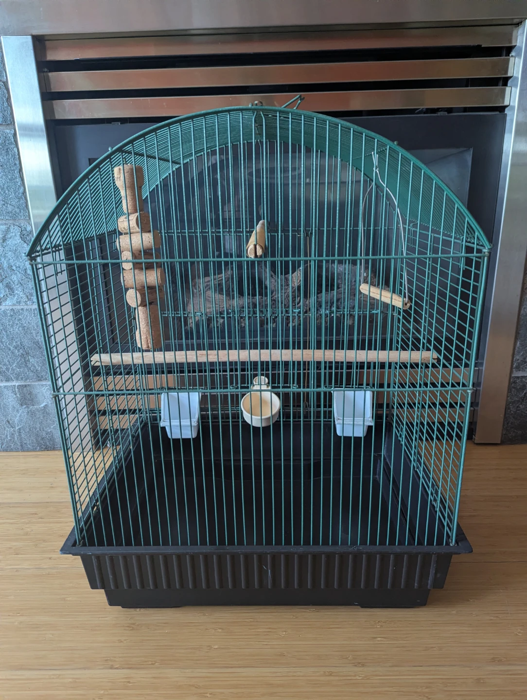 Teal Bird Cage with Perches and Feeders - photo 3