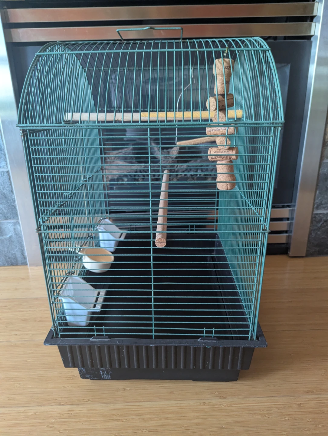 Teal Bird Cage with Perches and Feeders - photo 4