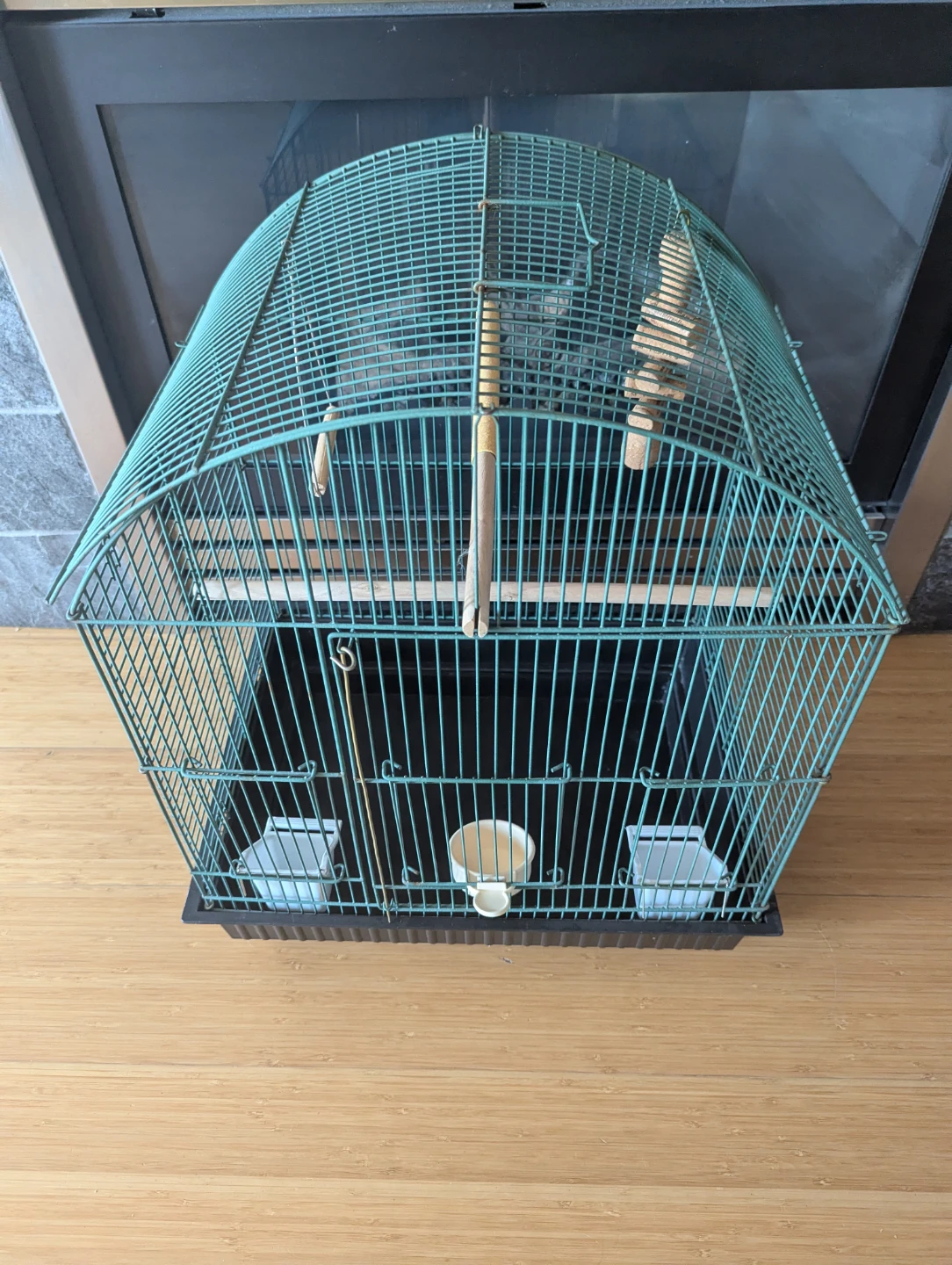 Teal Bird Cage with Perches and Feeders - photo 5