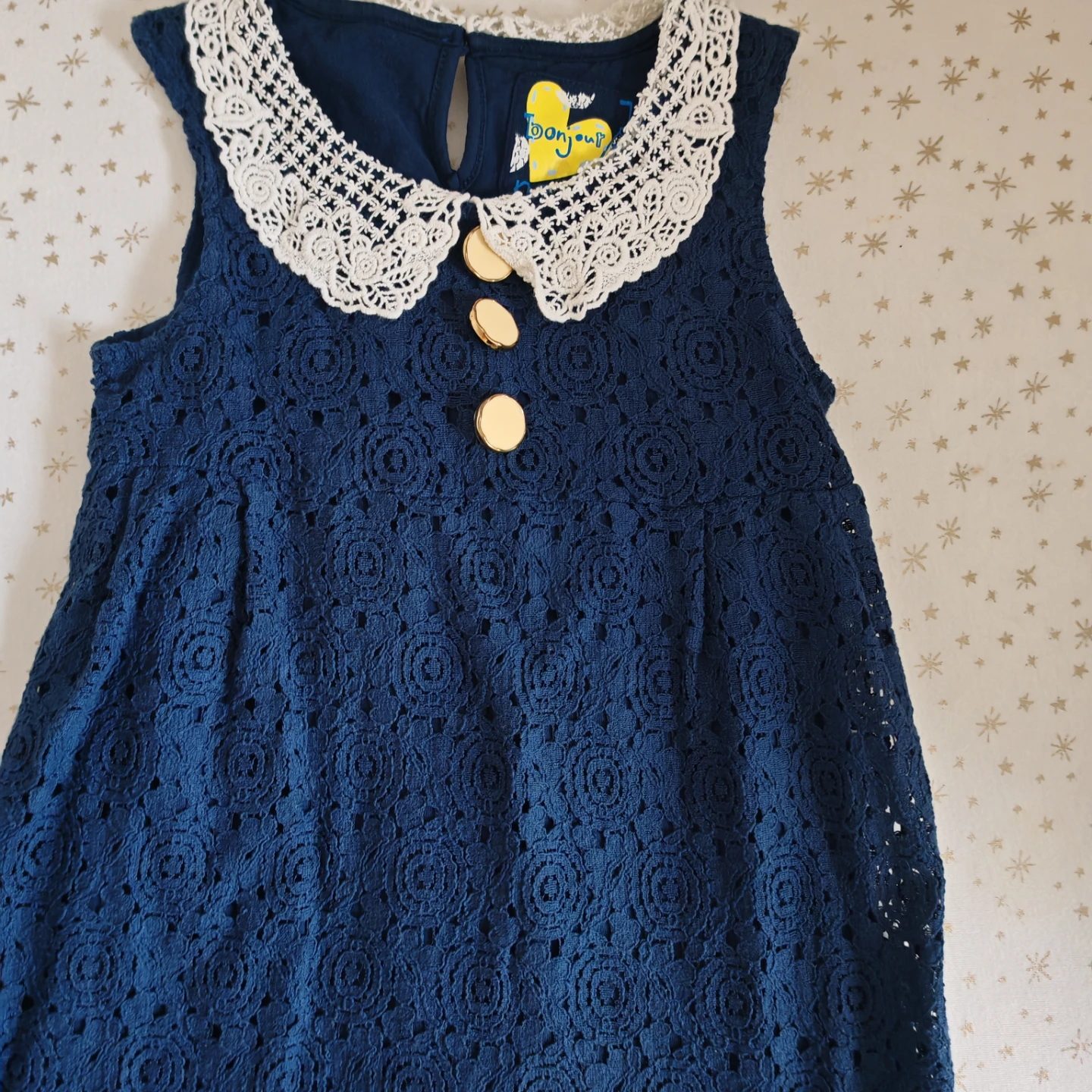 Next Navy Blue Lace Dress with White Collar - photo 5
